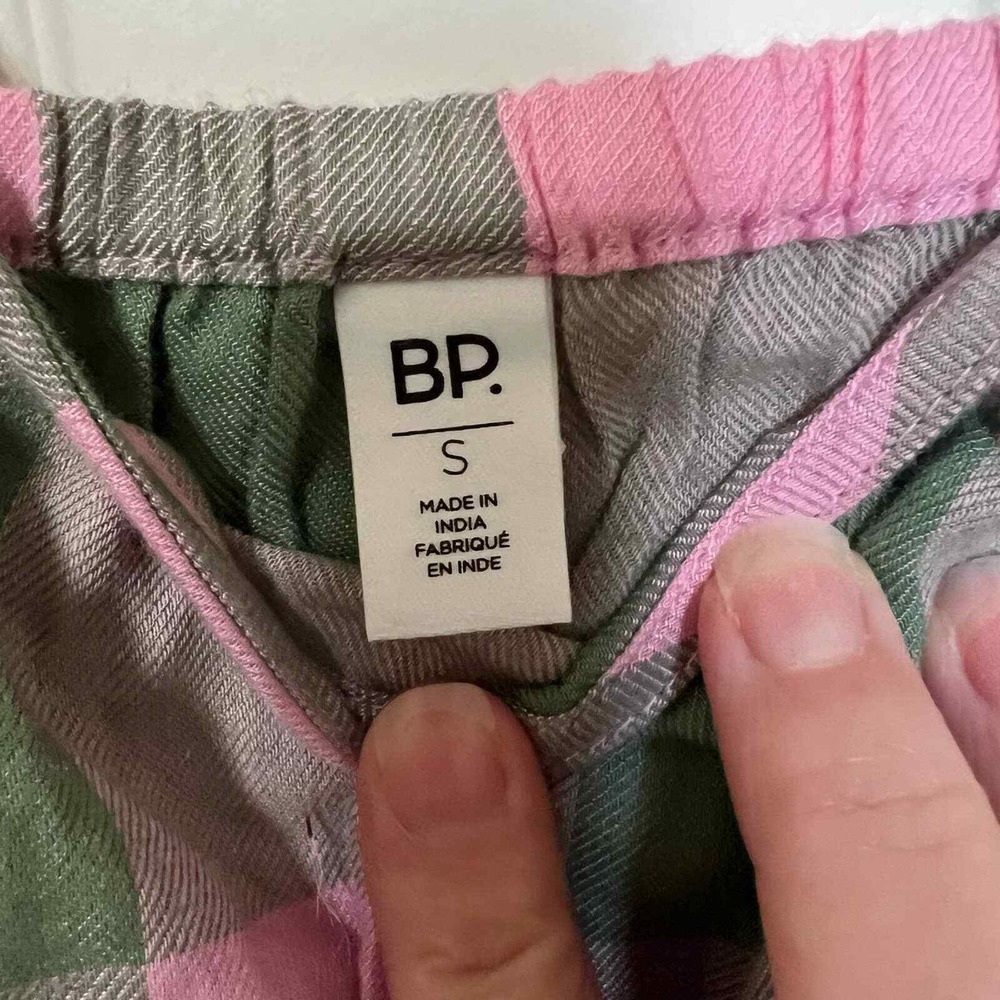 BP Plaid Square Neck Smocked Crop Top Long Sleeve Pink Green Womens Size S - Picture 4 of 6